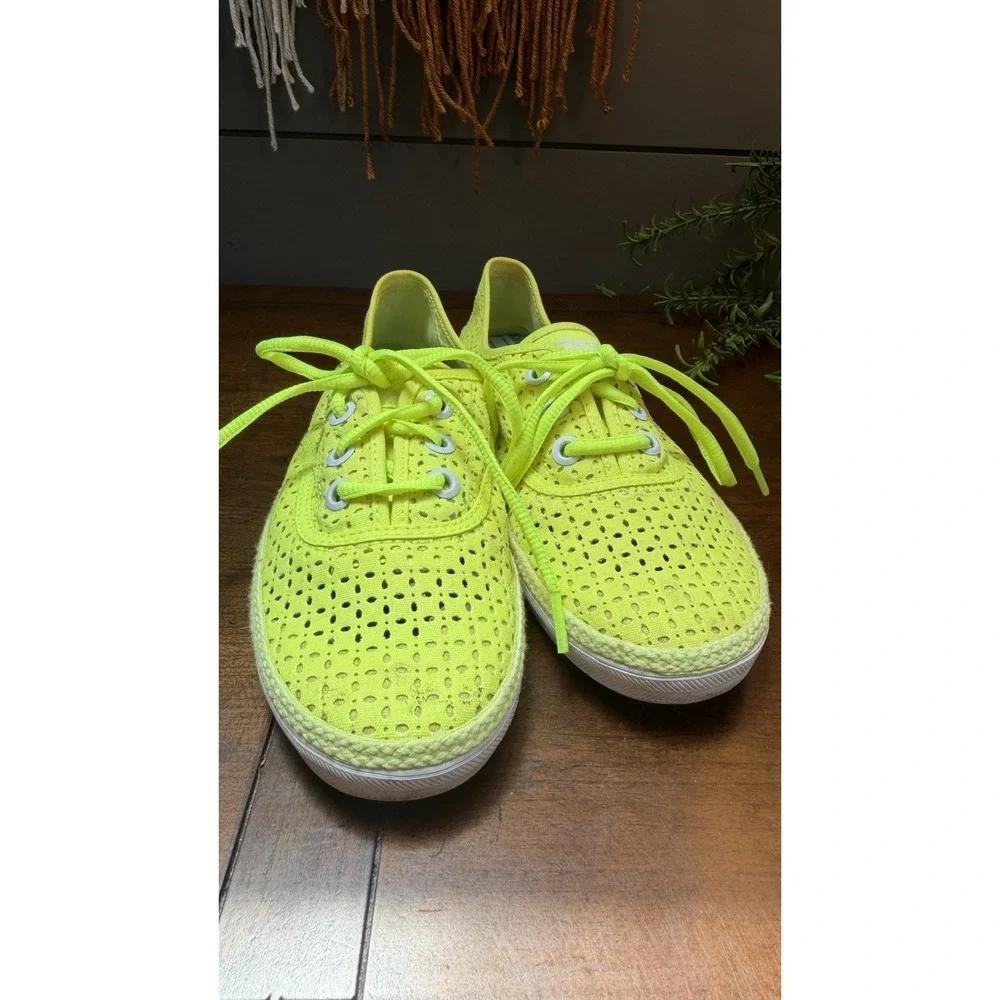 Vtg New Neon Yellow Keds Womens Breezie Canvas Lace Up Sneakers Size 7.5